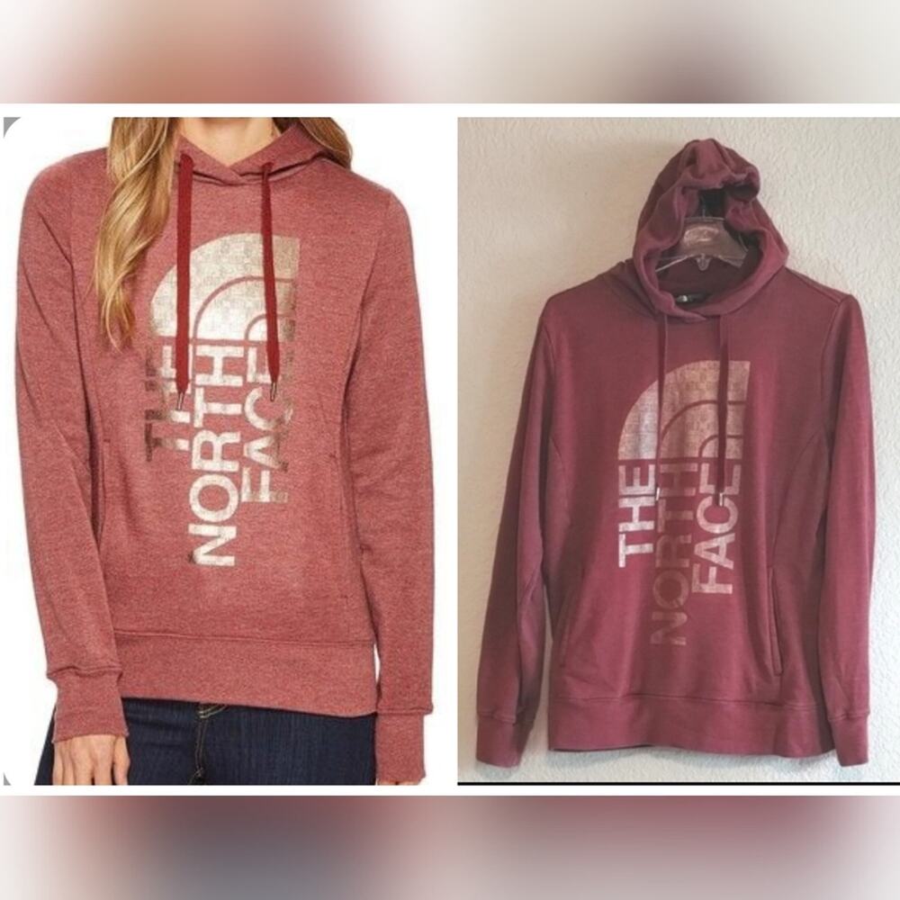 The North Face Trivert Gold Women's Kangaroo Pocket Pullover Hoodie Sweatshirt L